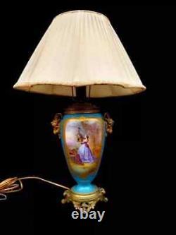 Antique Lamp Victorian Sevres Hand Painted Porcelain Large 19th Century Light