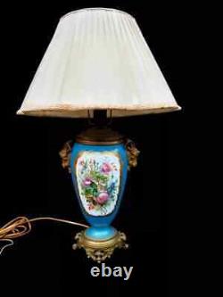 Antique Lamp Victorian Sevres Hand Painted Porcelain Large 19th Century Light