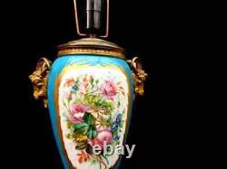 Antique Lamp Victorian Sevres Hand Painted Porcelain Large 19th Century Light