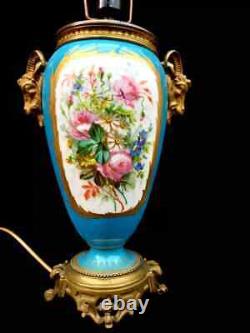 Antique Lamp Victorian Sevres Hand Painted Porcelain Large 19th Century Light