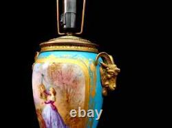 Antique Lamp Victorian Sevres Hand Painted Porcelain Large 19th Century Light