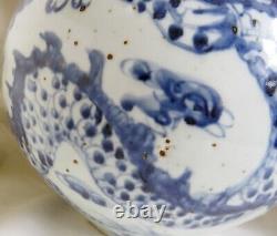 Antique Large Chinese Blue & White Hand Painted Double Gourd Porcelain Vase