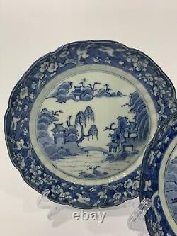 Antique Late 18th Century Japanese Edo Period Plated Blue & White Hand Painted