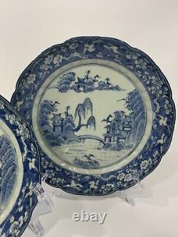 Antique Late 18th Century Japanese Edo Period Plated Blue & White Hand Painted