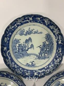 Antique Late 18th Century Japanese Edo Period Plated Blue & White Hand Painted