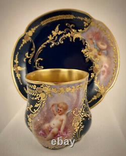 Antique Limoges Demitasse Cup & Saucer, Cupid