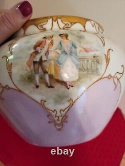 Antique Limoges France Hand Painted Porcelain Jardiniere Gold Accented 7 x 9