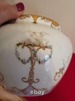 Antique Limoges France Hand Painted Porcelain Jardiniere Gold Accented 7 x 9