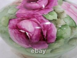 Antique Limoges France Hand Painted Roses Vase 8 1/4