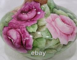 Antique Limoges France Hand Painted Roses Vase 8 1/4