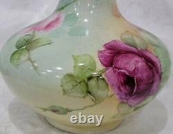 Antique Limoges France Hand Painted Roses Vase 8 1/4