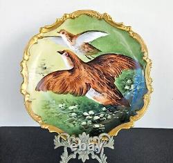 Antique Limoges Porcelain Plate Hand Painted Birds France