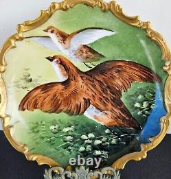 Antique Limoges Porcelain Plate Hand Painted Birds France