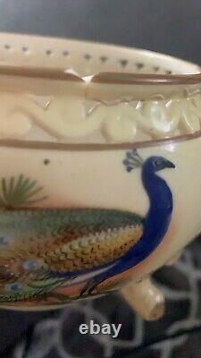Antique Locke& Co Worcester Hand Painted Bowl Peacock and Vase Pheasant a/f