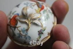 Antique MEISSEN Hand Painted Birds and Insects Small Porcelain Teapot