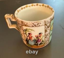 Antique Meissen Coffee Can Cup PorcelainBeautiful hand painted pastoral scenes