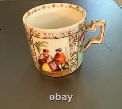 Antique Meissen Coffee Can Cup PorcelainBeautiful hand painted pastoral scenes