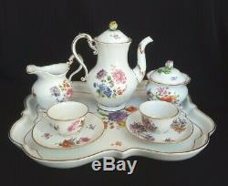 Antique Meissen Hand Painted Flowers Porcelain Floral Tea Set