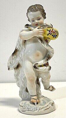 Antique Meissen Hand Painted Porcelain Ice Skater Figure As Is