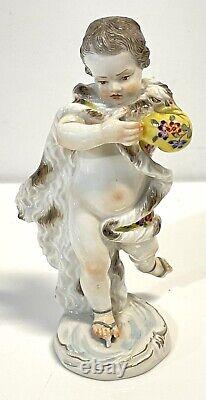 Antique Meissen Hand Painted Porcelain Ice Skater Figure As Is