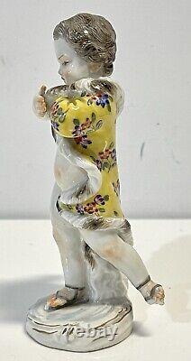 Antique Meissen Hand Painted Porcelain Ice Skater Figure As Is