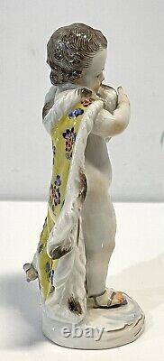 Antique Meissen Hand Painted Porcelain Ice Skater Figure As Is