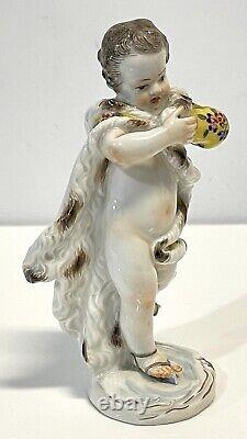 Antique Meissen Hand Painted Porcelain Ice Skater Figure As Is