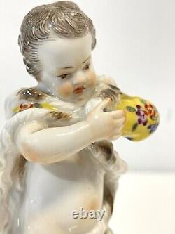 Antique Meissen Hand Painted Porcelain Ice Skater Figure As Is