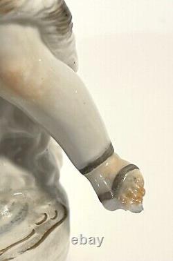 Antique Meissen Hand Painted Porcelain Ice Skater Figure As Is