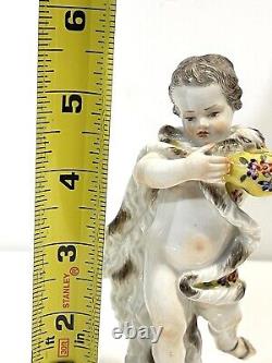 Antique Meissen Hand Painted Porcelain Ice Skater Figure As Is