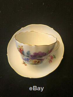 Antique Meissen Porcelain Hand Painted 19th c Floral Dinner Service for 12