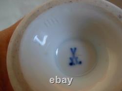 Antique Meissen Porcelain Hand Painted Flowers Swan Handle Small Tea Coffee Pot