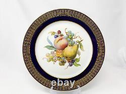 Antique Meissen Porcelain Plate Fruit, Colbolt-Blue Ground Fruit Plate