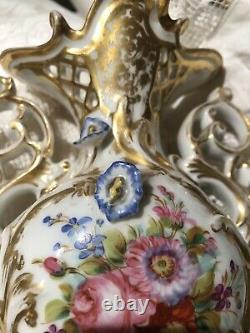 Antique Meissen-like Porcelain Vase Gilding Handpainted floral motifs Old Paris