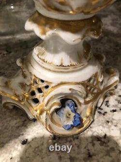 Antique Meissen-like Porcelain Vase Gilding Handpainted floral motifs Old Paris