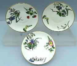 Antique Mintons Porcelain Saucer Plates Hand Painted Botanical Flowers 5572 x 3