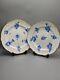 Antique Nantgarw Porcelain Pair Plates Moulding And Blue Flowers C1817, Rare