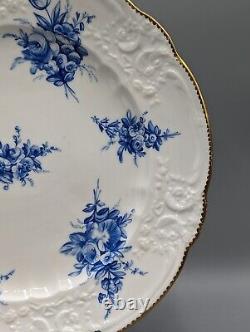 Antique Nantgarw Porcelain Pair Plates Moulding and Blue Flowers c1817, Rare