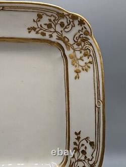 Antique Nantgarw Porcelain Square Dish Moulding and Gold Flowers c1817, Rare