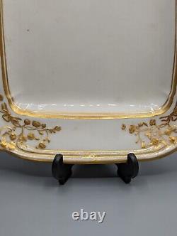 Antique Nantgarw Porcelain Square Dish Moulding and Gold Flowers c1817, Rare