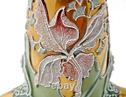 Antique Nippon Moriage Porcelain Vase withHand Painted Orchids 7-1/2tall Unsigned
