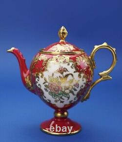 Antique Noritake Hand Painted Red and Gold Pedestal Tea Set