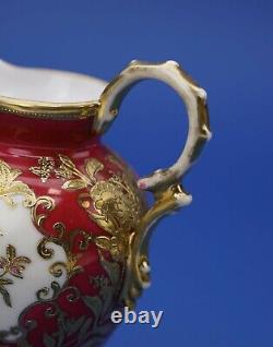 Antique Noritake Hand Painted Red and Gold Pedestal Tea Set