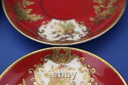 Antique Noritake Hand Painted Red and Gold Pedestal Tea Set