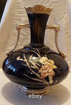 Antique Old Hall Porcelain Works Vase with Hand Painted Floral Decor