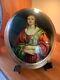 Antique Oval Hand-painted Porcelain Plaque Of Lady Anne Carr On Solid Wood