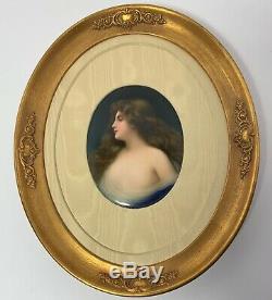 Antique PORCELAIN PLAQUE ASTI WOMAN Signed WAGNER Hand Painted German
