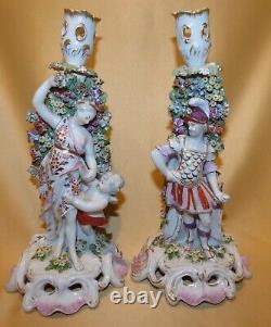 Antique Pair Of Derby Figures Of Venus With Cupid & Mars Candle Holders C1780