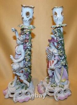 Antique Pair Of Derby Figures Of Venus With Cupid & Mars Candle Holders C1780