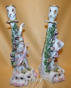 Antique Pair Of Derby Figures Of Venus With Cupid & Mars Candle Holders C1780